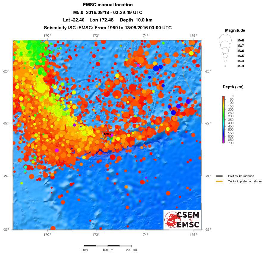 regional depth historical seismicity