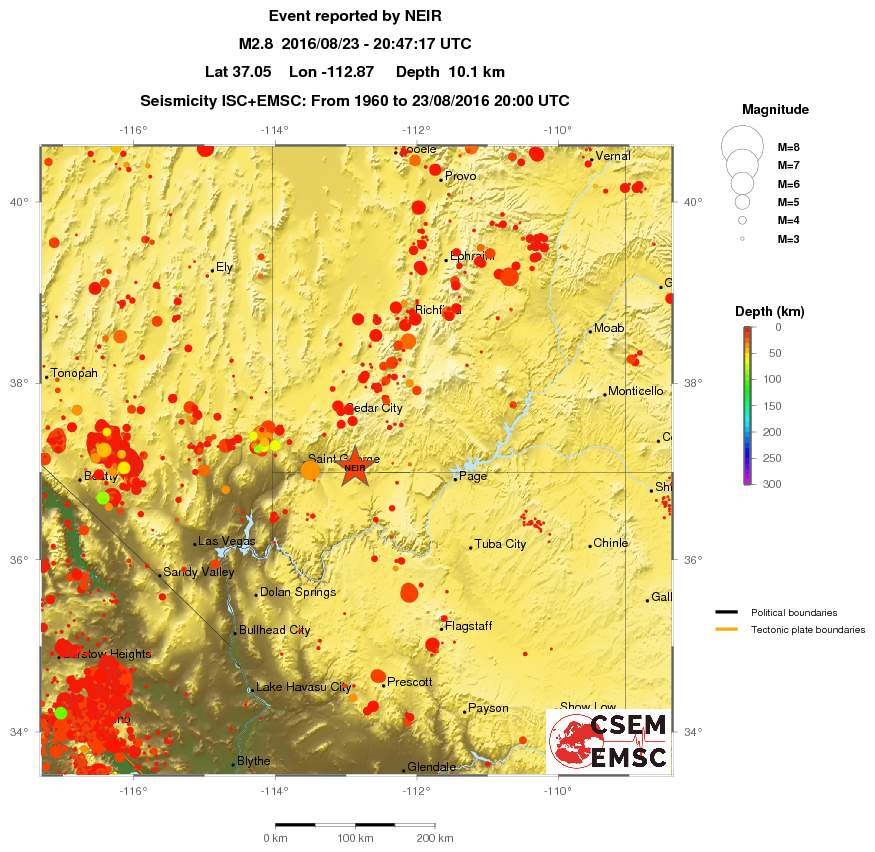 regional depth historical seismicity