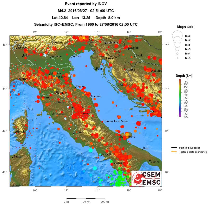 regional depth historical seismicity
