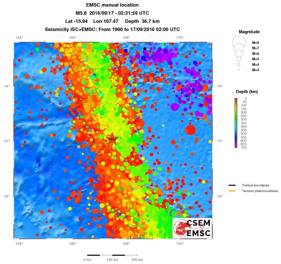 regional depth historical seismicity