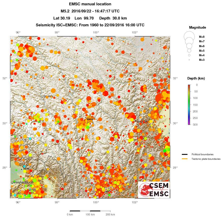 regional depth historical seismicity