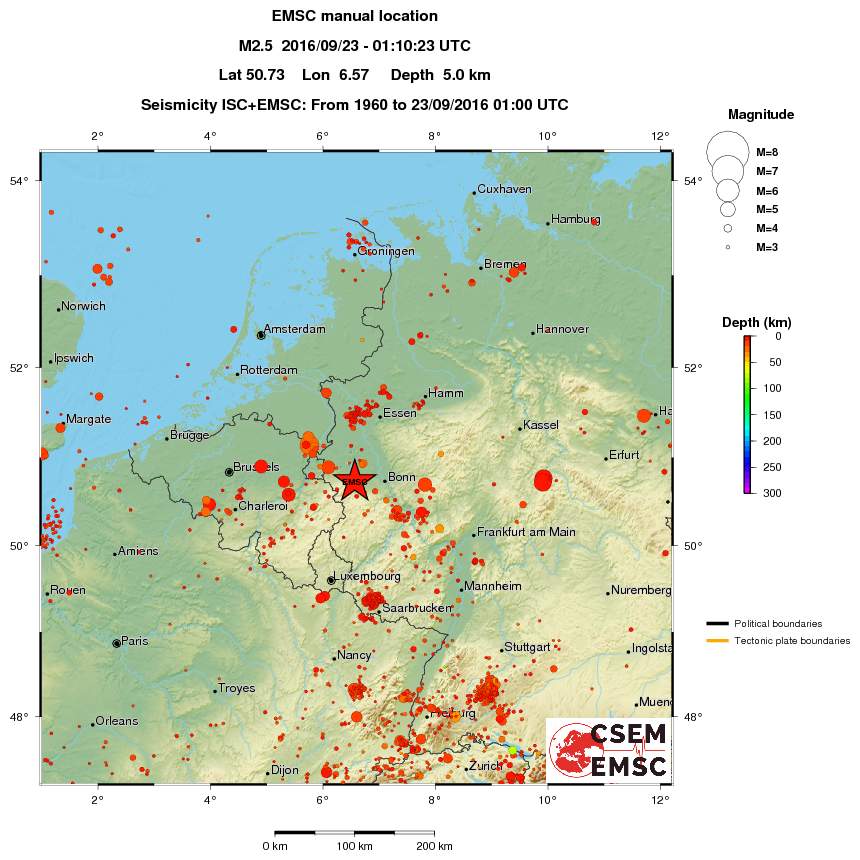 regional depth historical seismicity