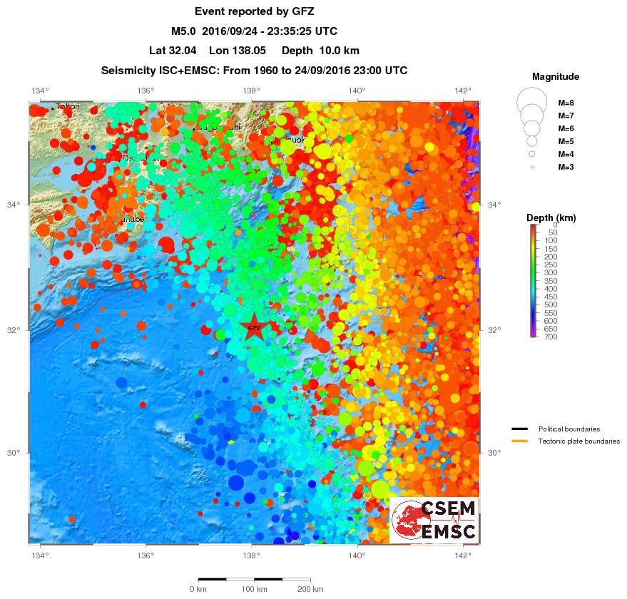 regional depth historical seismicity