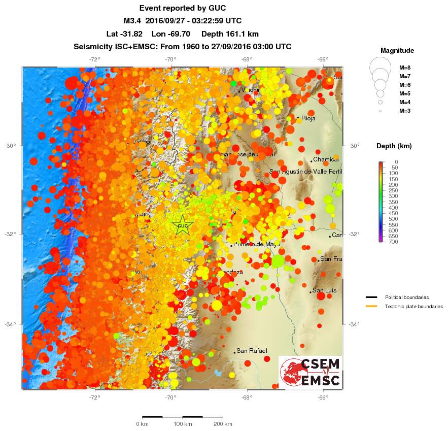 regional depth historical seismicity