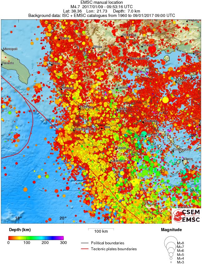 regional depth historical seismicity