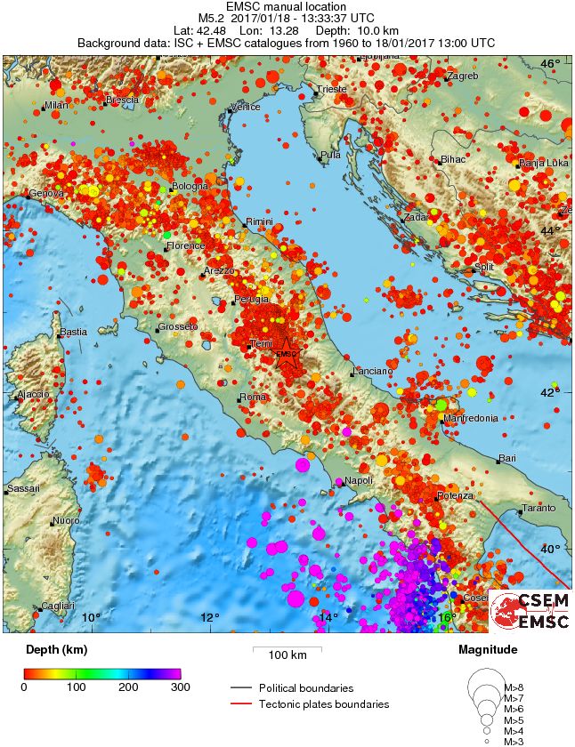 regional depth historical seismicity