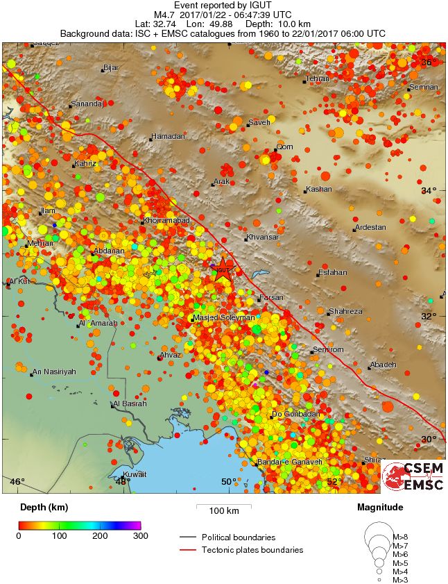 regional depth historical seismicity