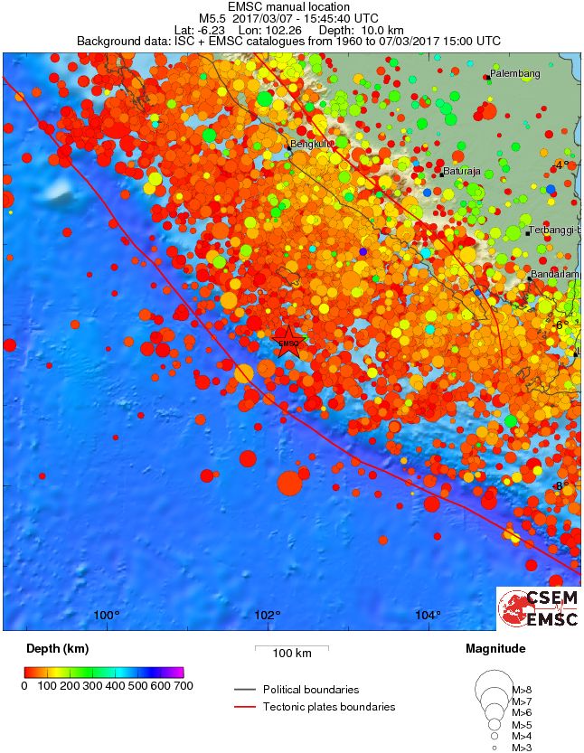regional depth historical seismicity