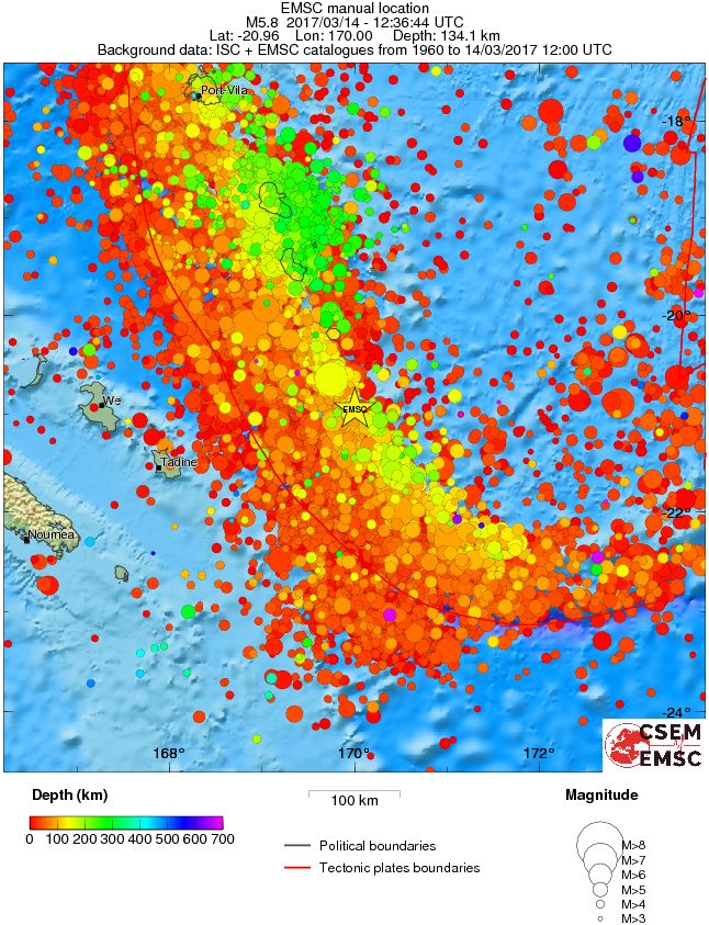 regional depth historical seismicity