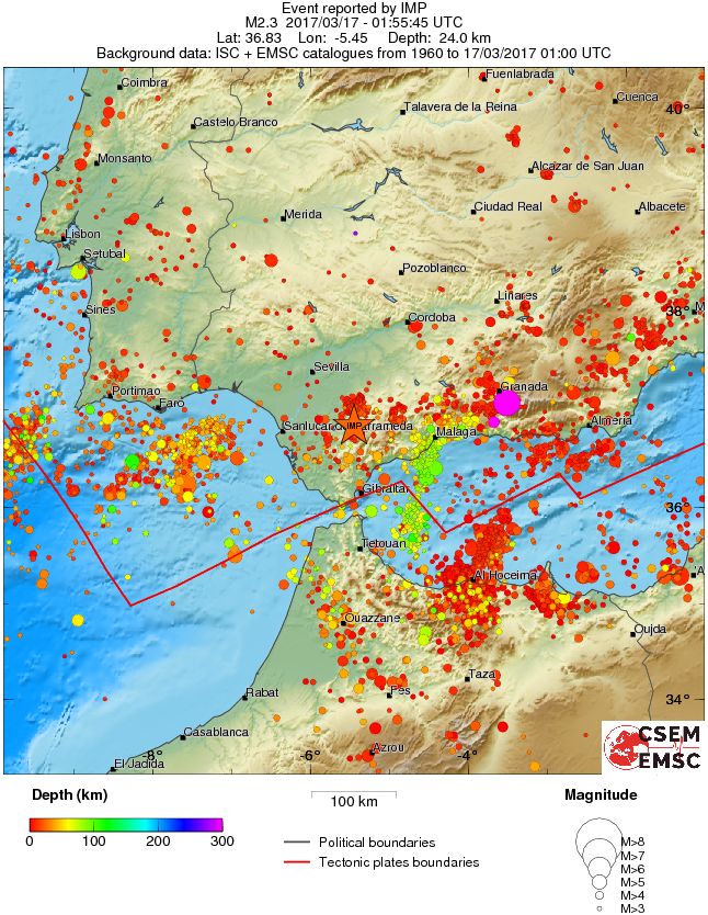 regional depth historical seismicity