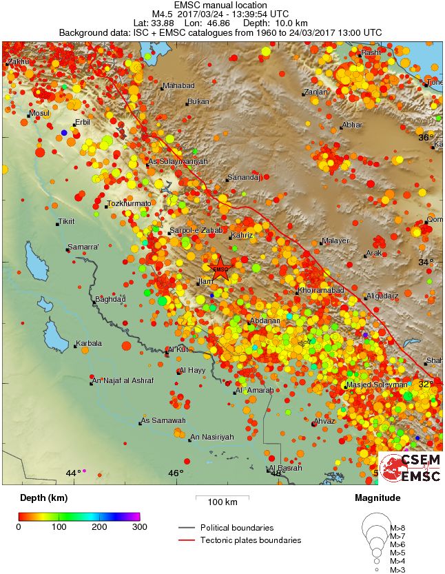 regional depth historical seismicity