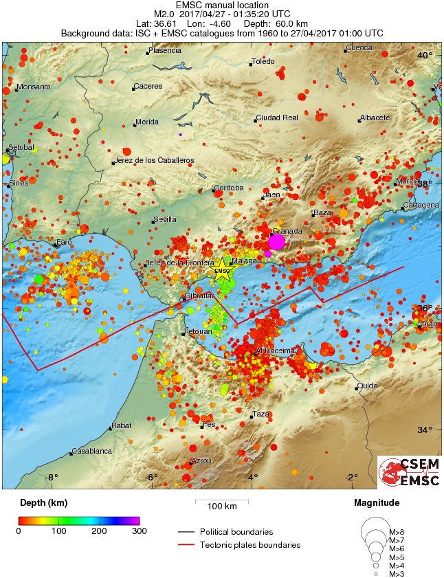regional depth historical seismicity