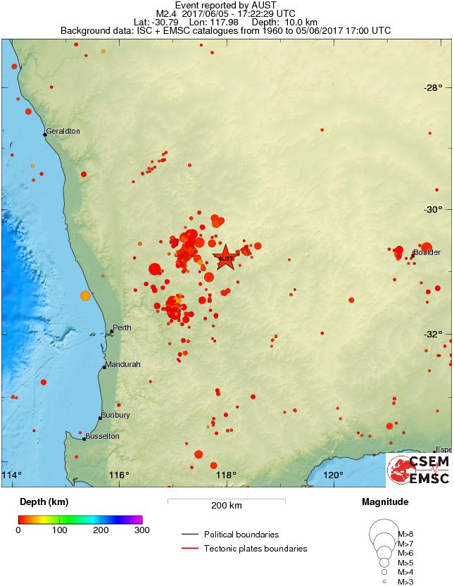 regional depth historical seismicity