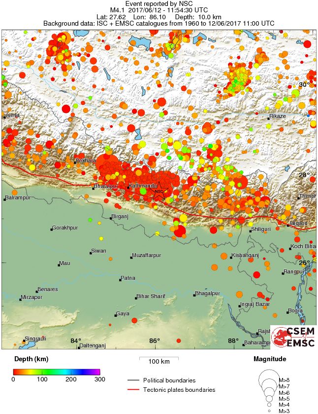 regional depth historical seismicity