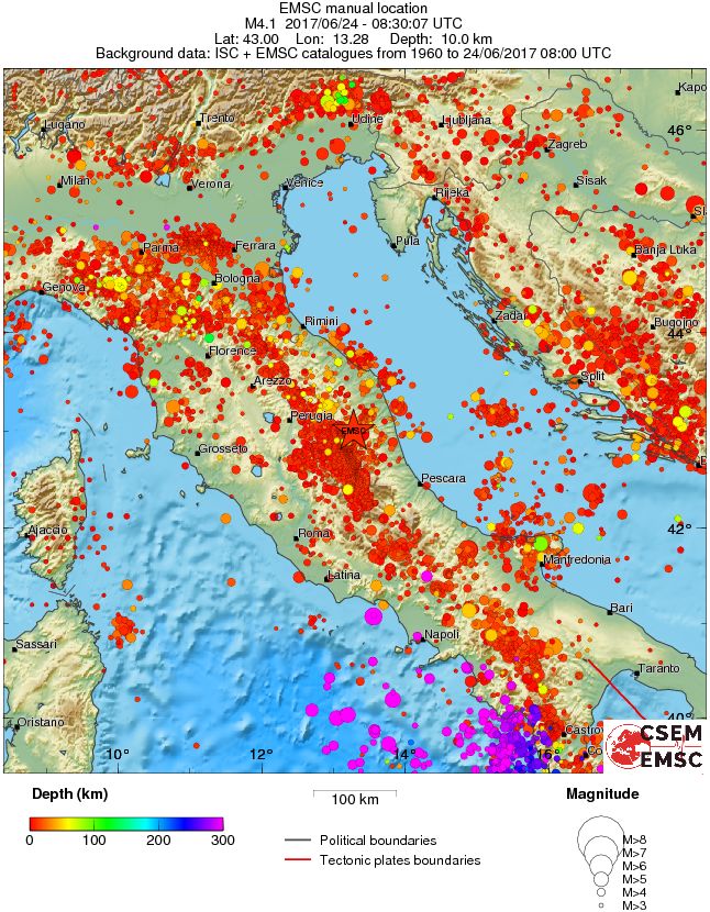 regional depth historical seismicity