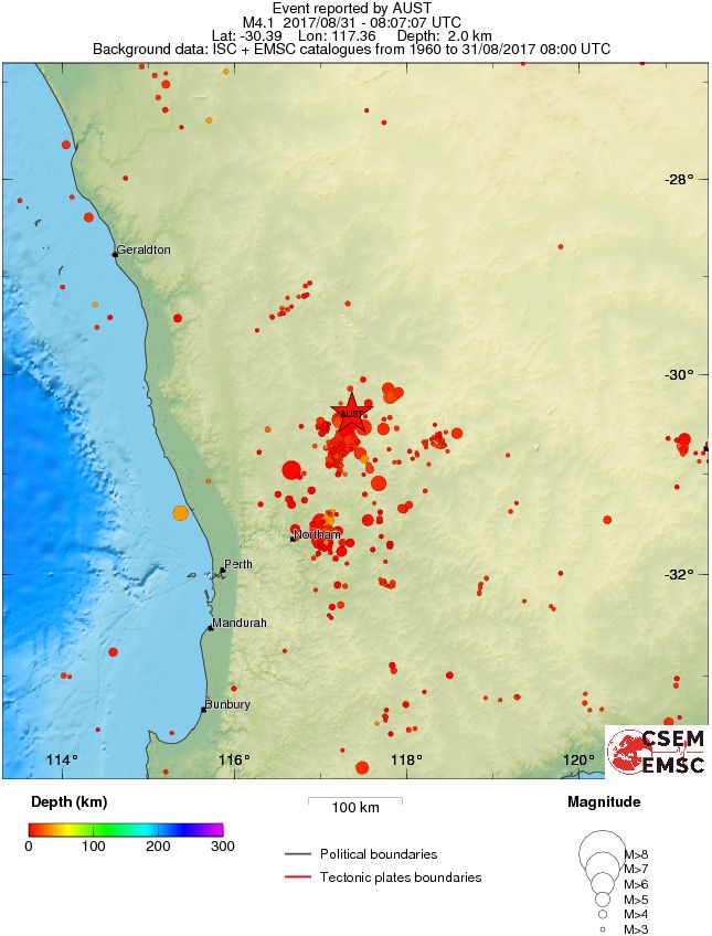 regional depth historical seismicity