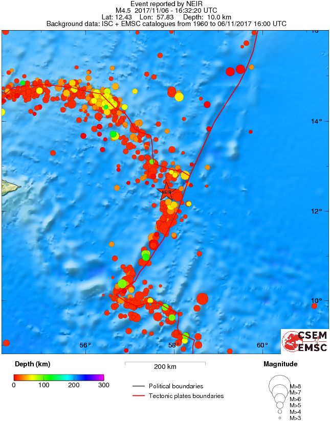 regional depth historical seismicity