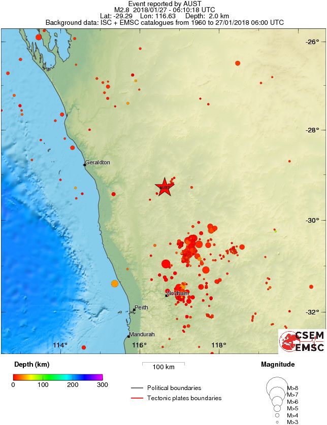 regional depth historical seismicity