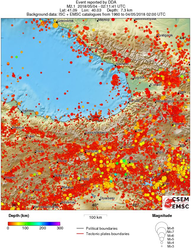 regional depth historical seismicity