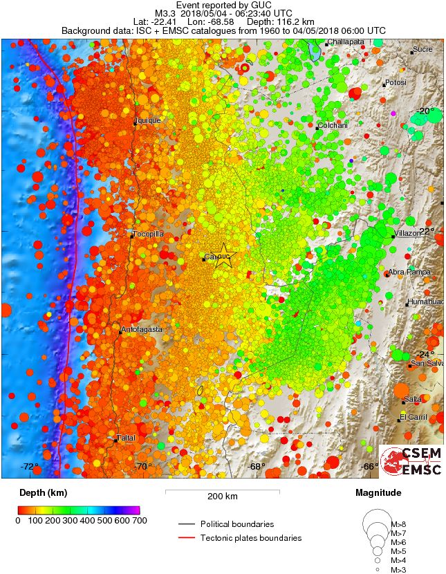regional depth historical seismicity