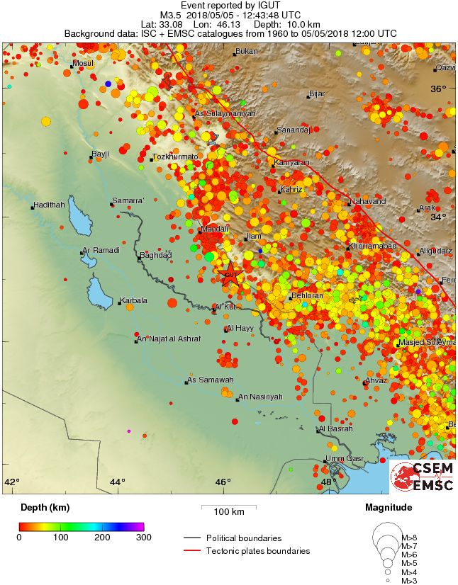 regional depth historical seismicity