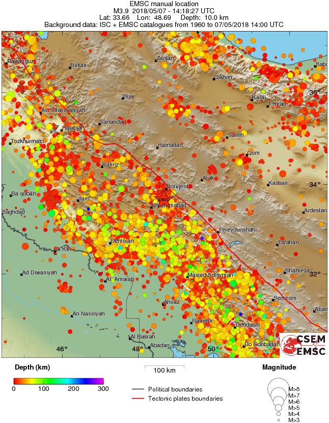 regional depth historical seismicity