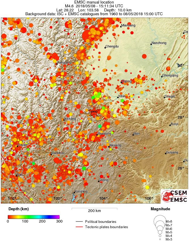 regional depth historical seismicity