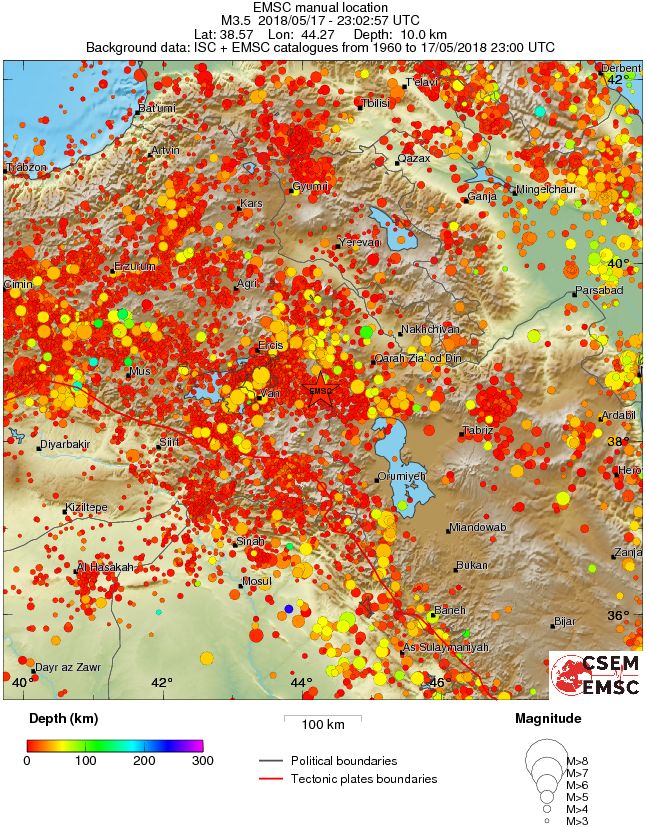 regional depth historical seismicity