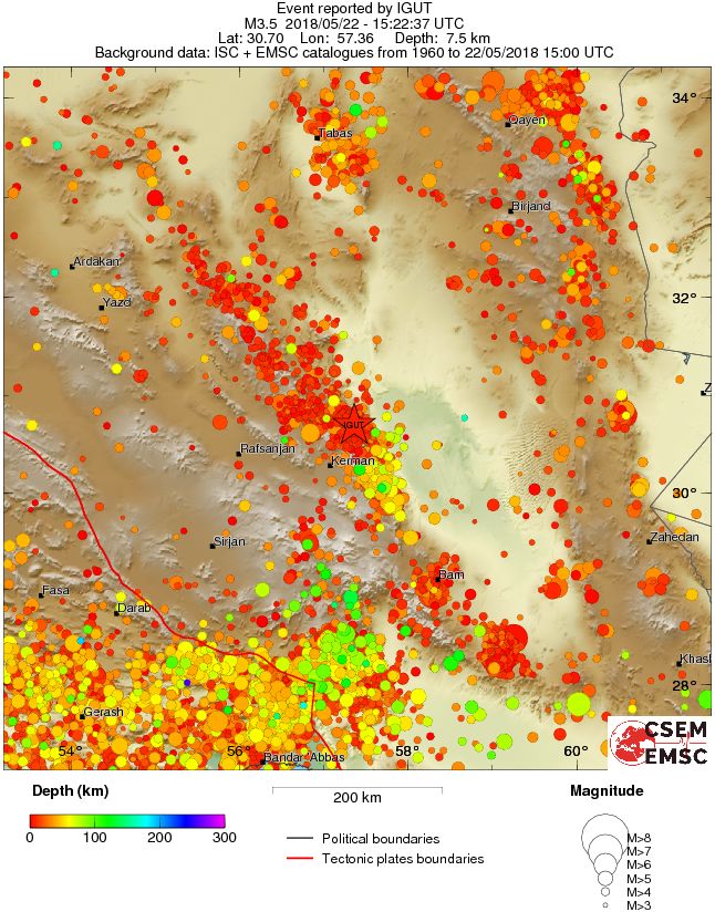 regional depth historical seismicity