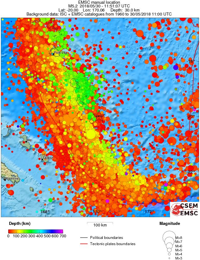 regional depth historical seismicity