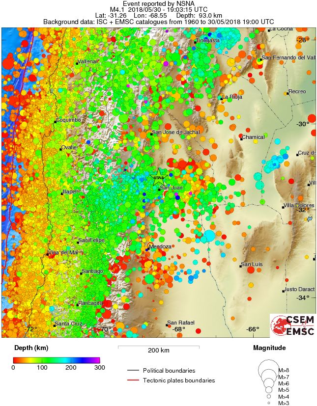 regional depth historical seismicity
