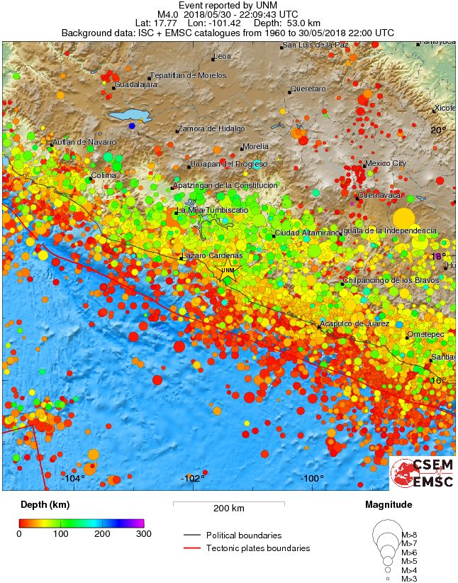 regional depth historical seismicity