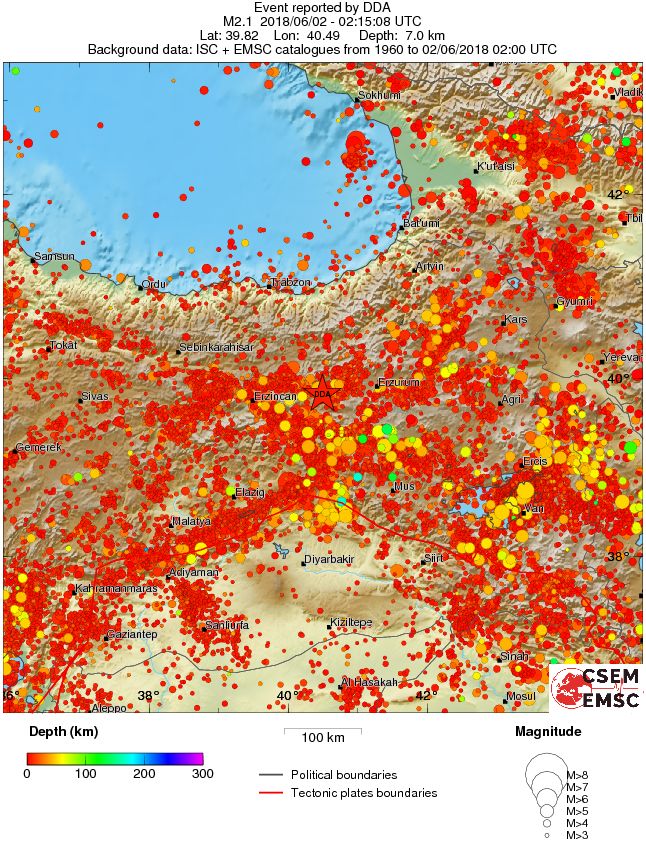 regional depth historical seismicity