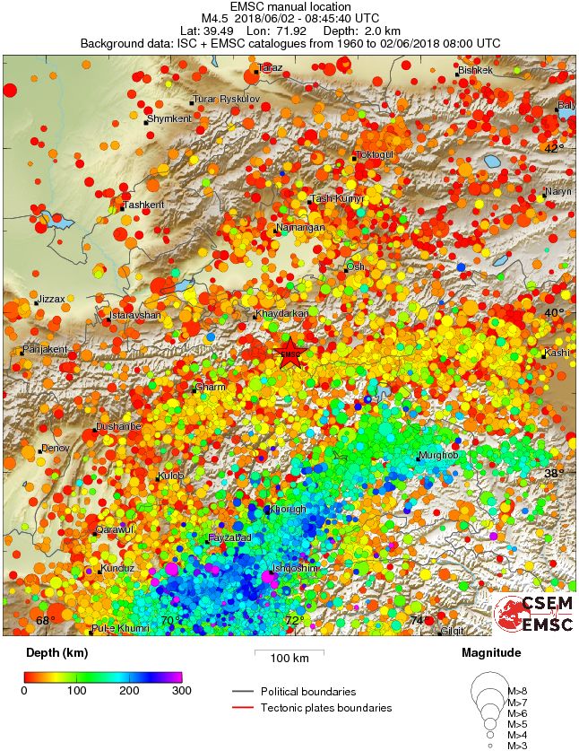 regional depth historical seismicity