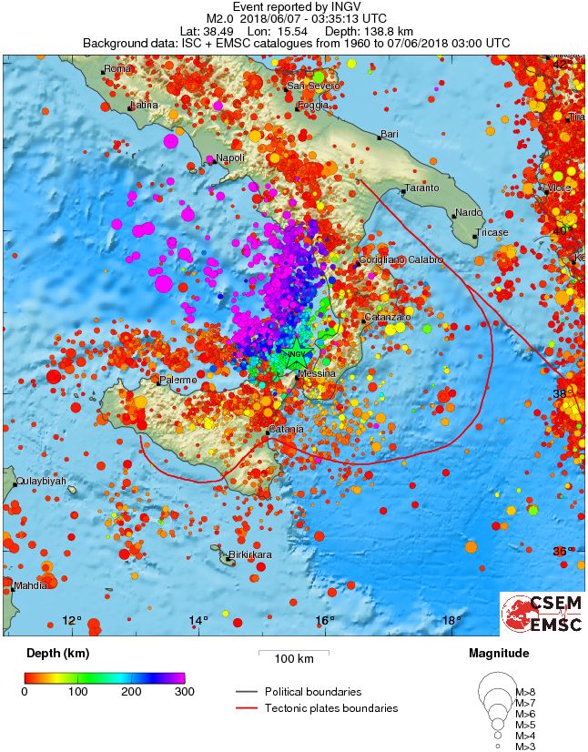 regional depth historical seismicity