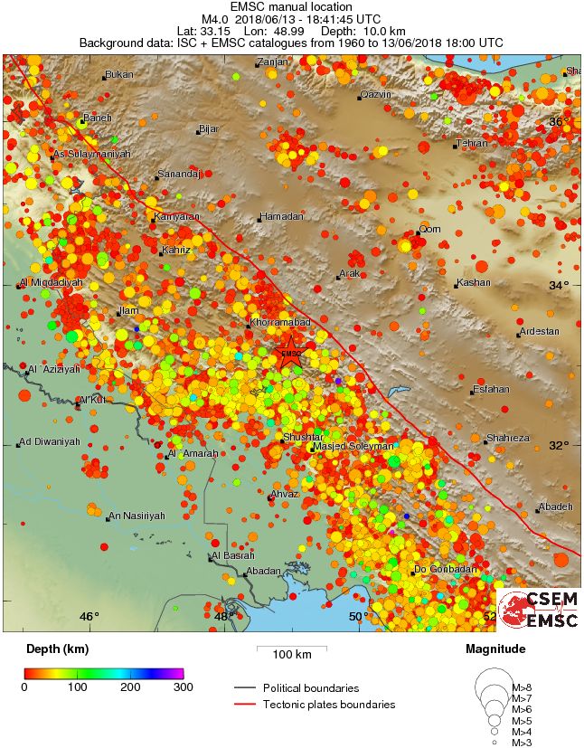 regional depth historical seismicity