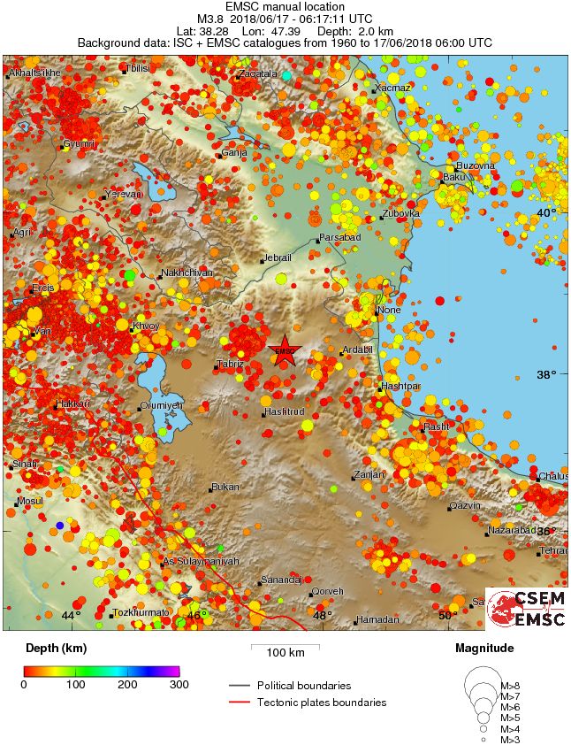 regional depth historical seismicity