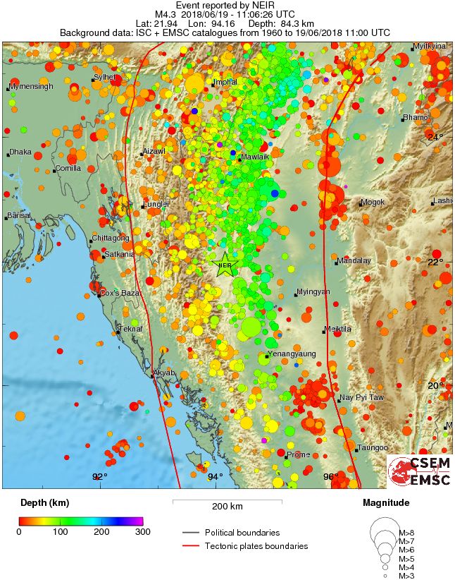 regional depth historical seismicity