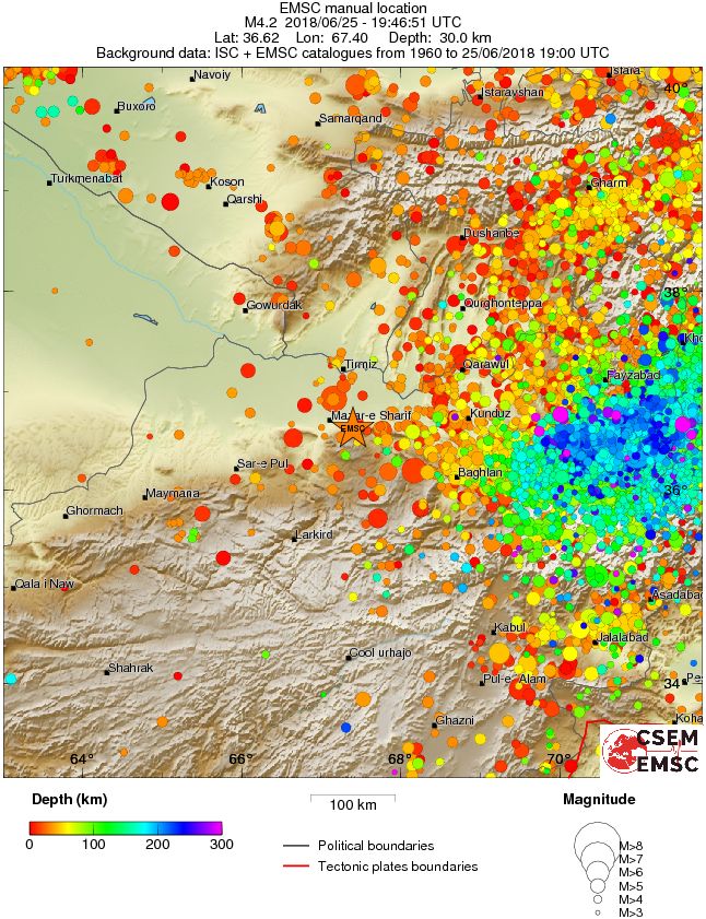 regional depth historical seismicity