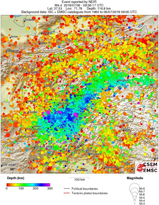 regional depth historical seismicity