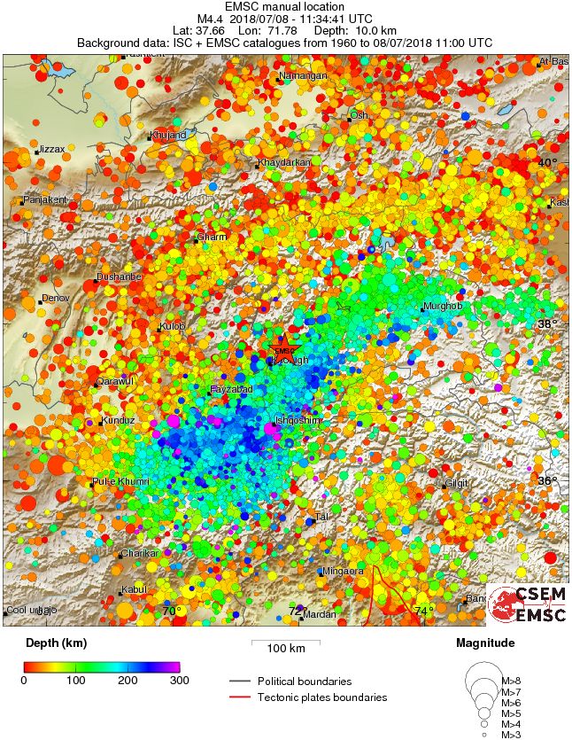 regional depth historical seismicity