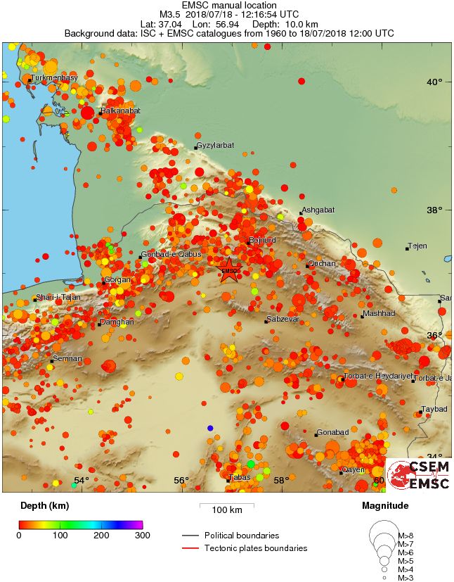 regional depth historical seismicity