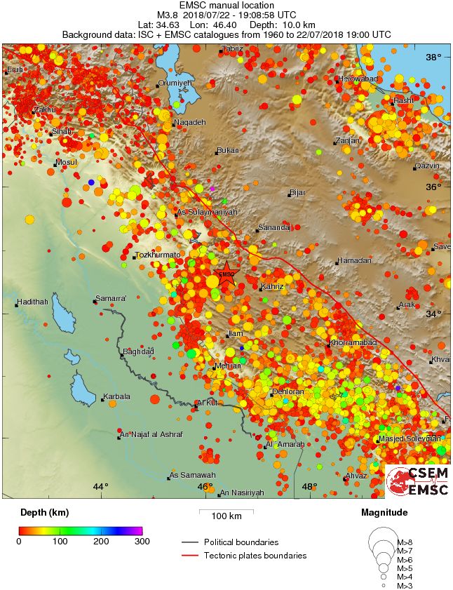 regional depth historical seismicity