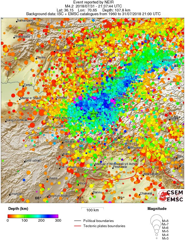 regional depth historical seismicity