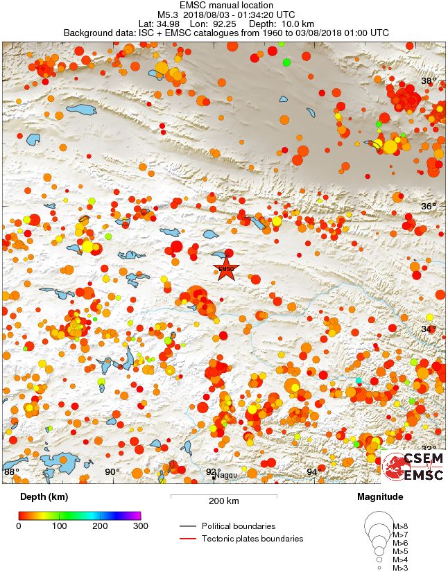 regional depth historical seismicity