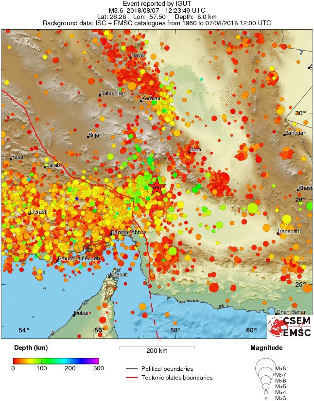regional depth historical seismicity