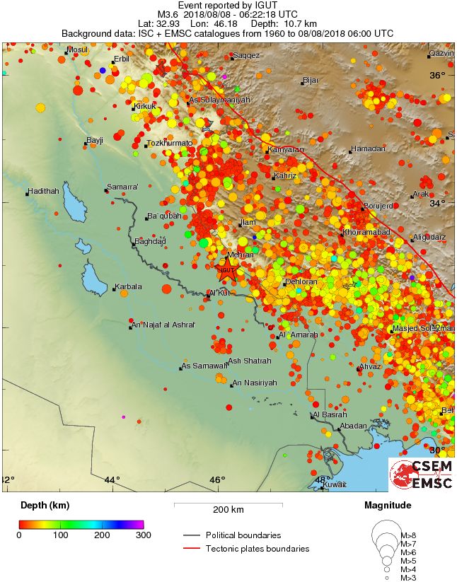 regional depth historical seismicity