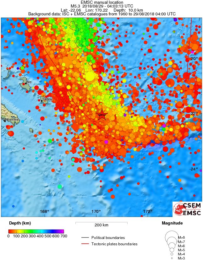 regional depth historical seismicity