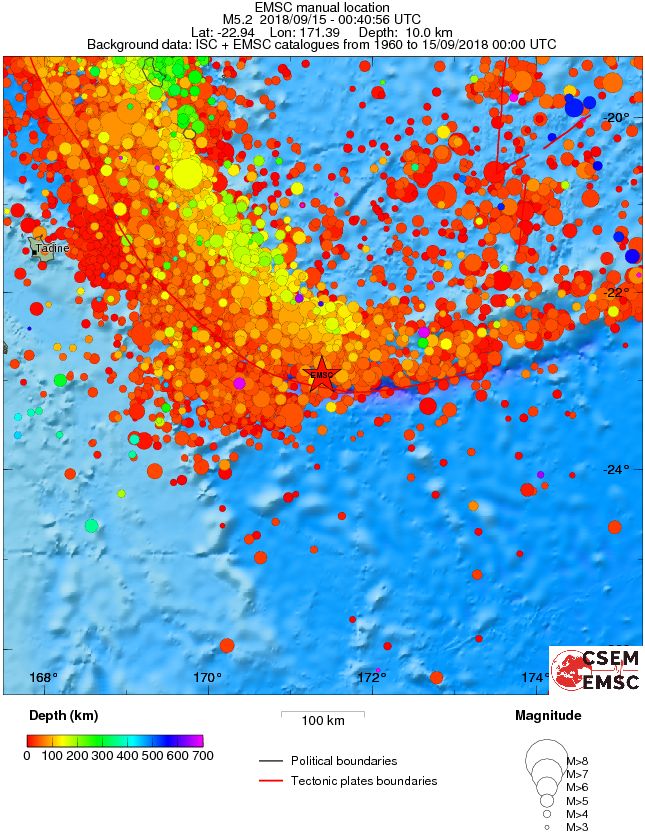 regional depth historical seismicity