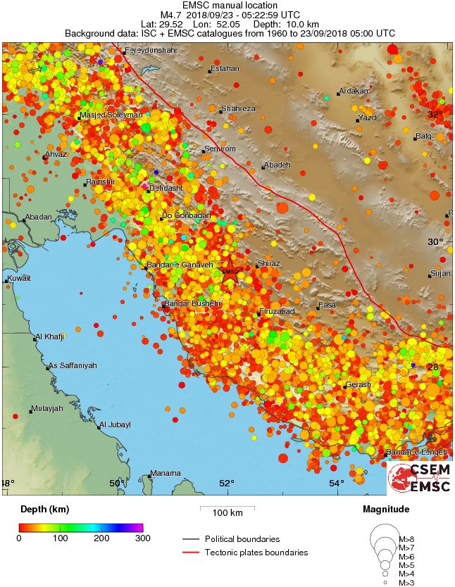 regional depth historical seismicity
